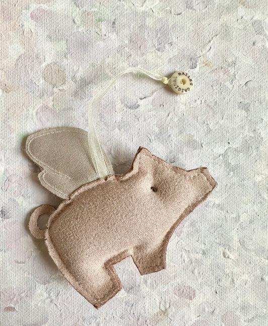 Christmas Ornament Angel Pig - 2014