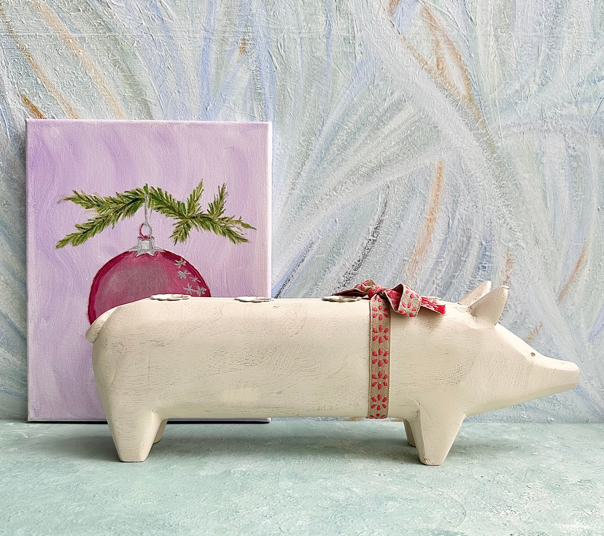 Large Wooden Advent Pig - 2013