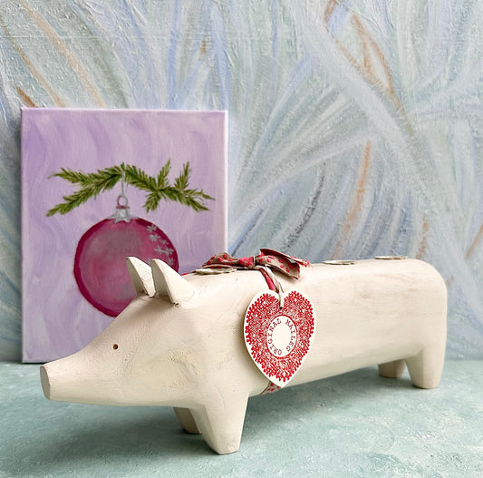 Large Wooden Advent Pig - 2013