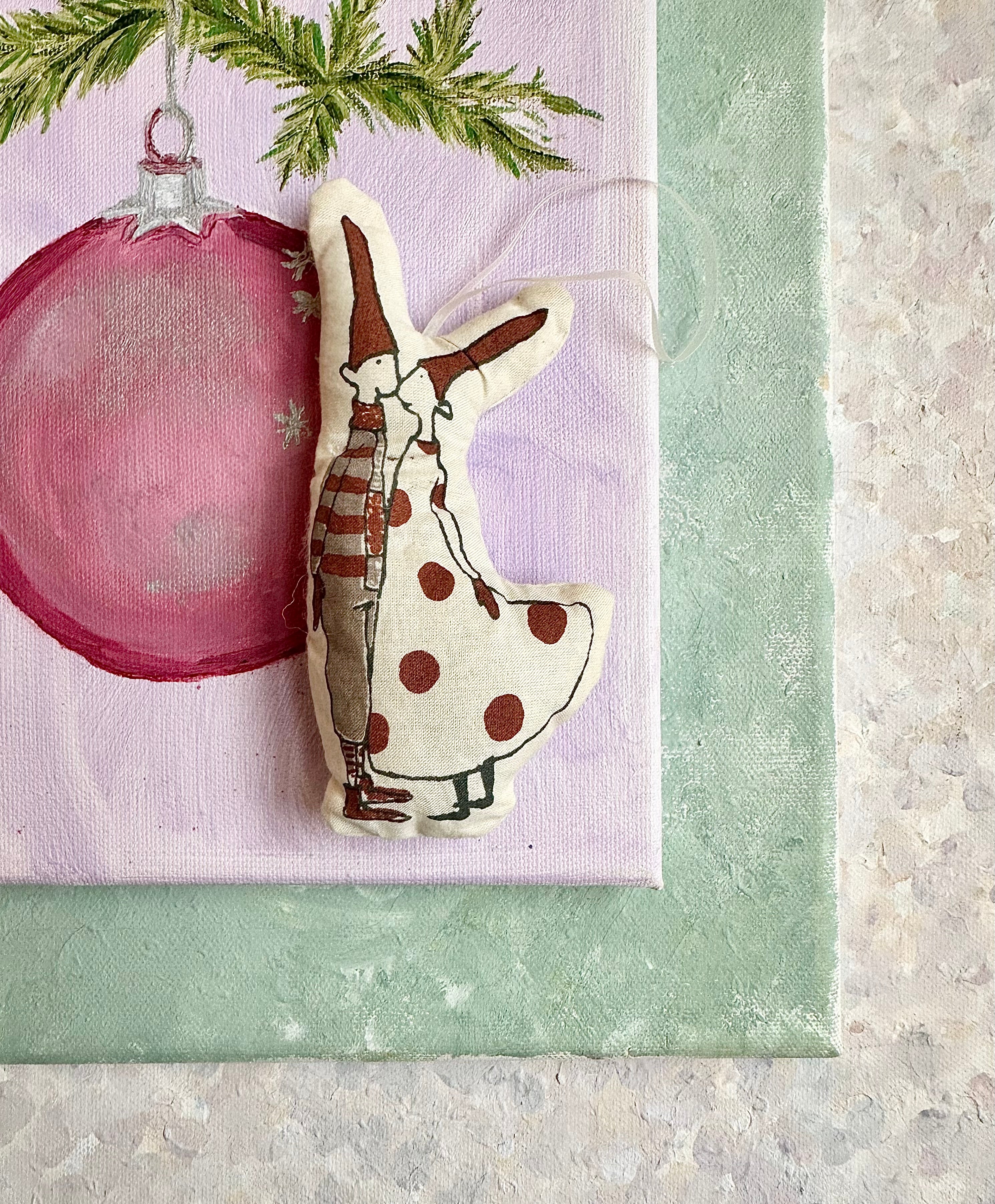 Printed Christmas Pixy Ornament - 2010