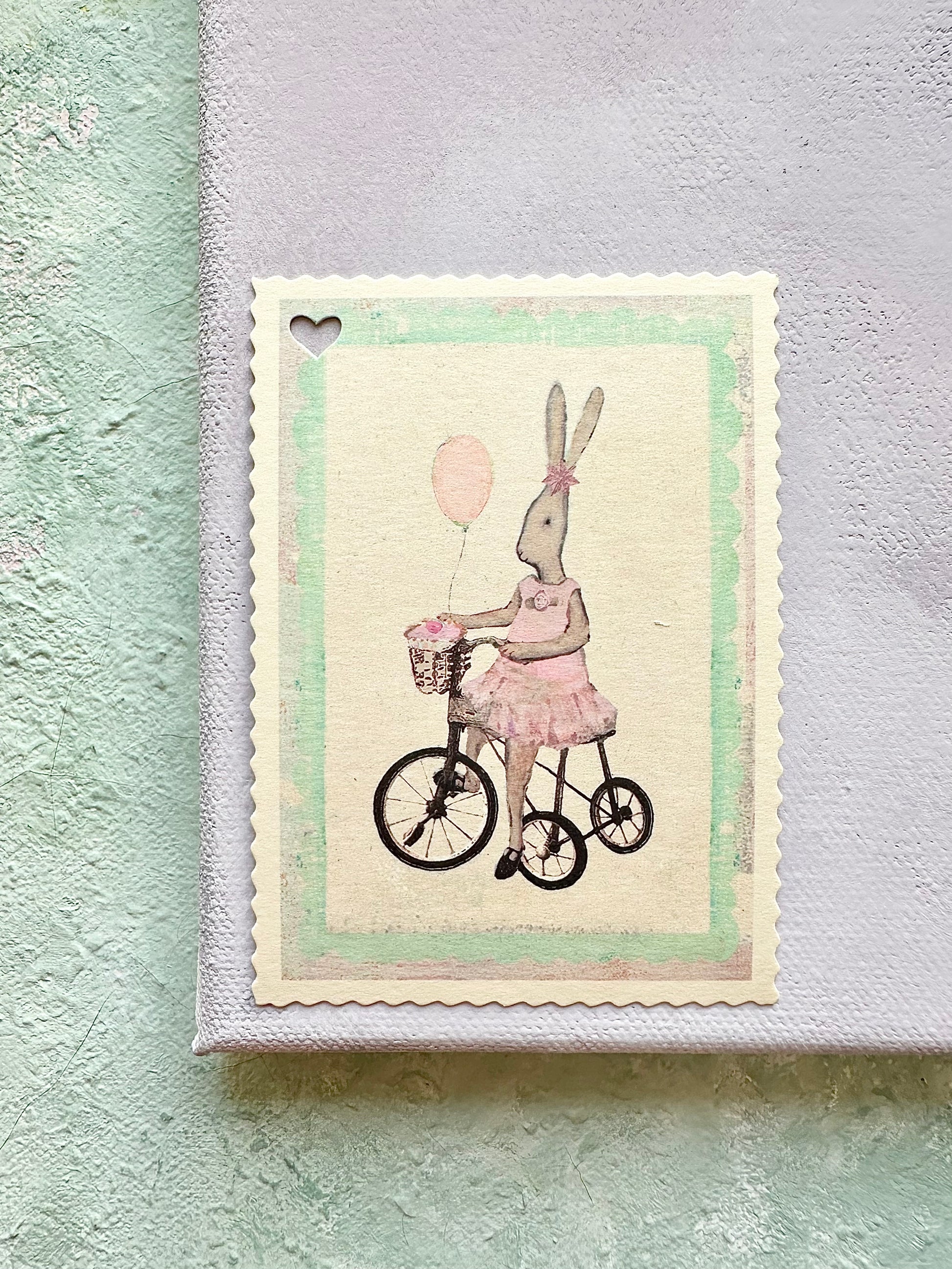 Mini Card "Rabbit Girl on Bike" - 2010