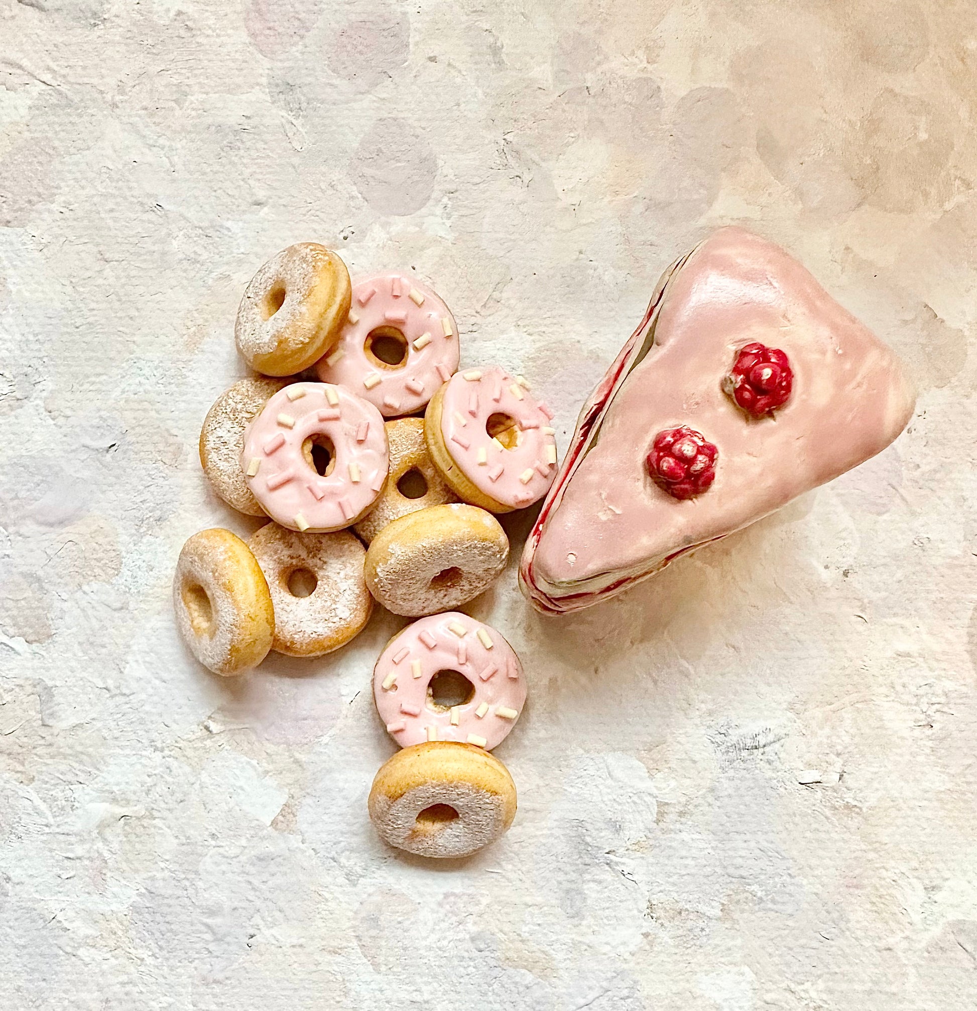 Set of Glazed and Sprinkled Donuts