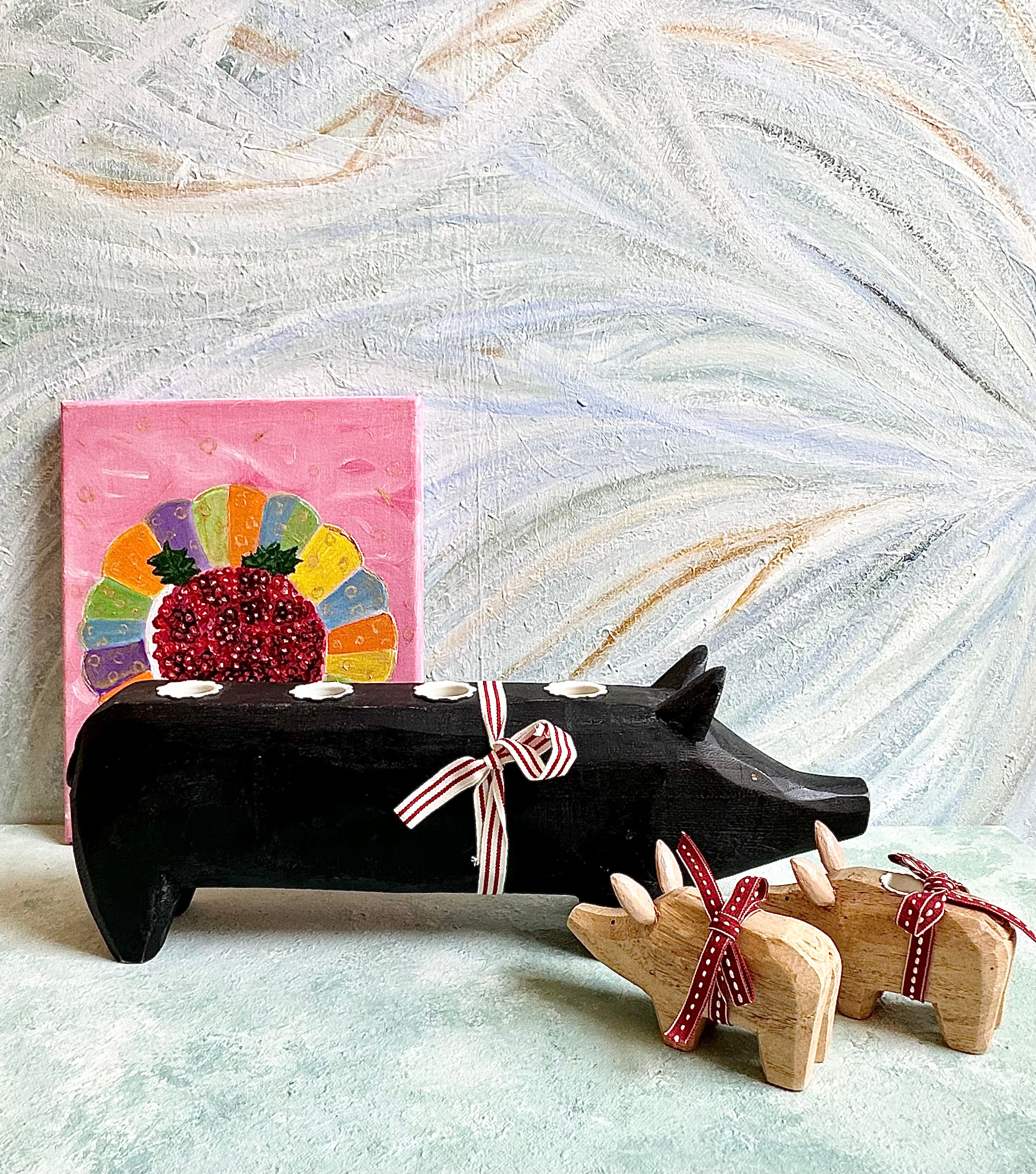 Small Christmas Wooden Pig - 2005