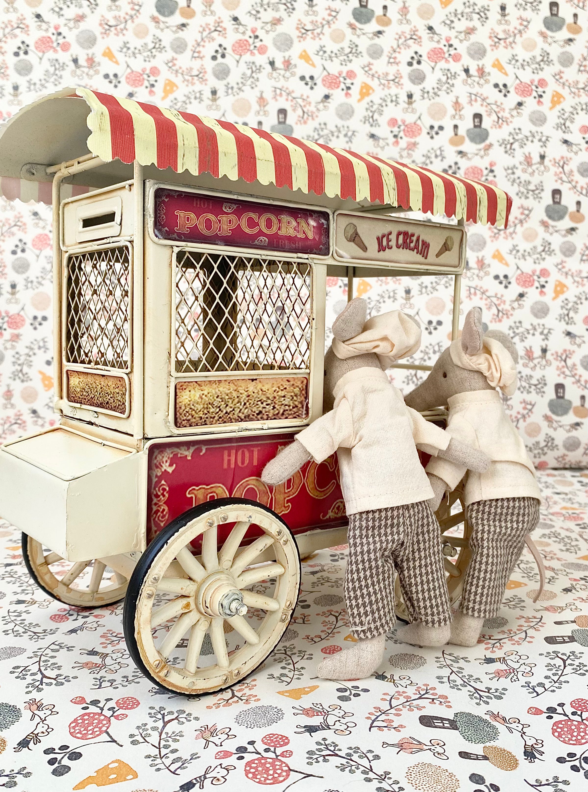 Miniature Vintage Popcorn Cart