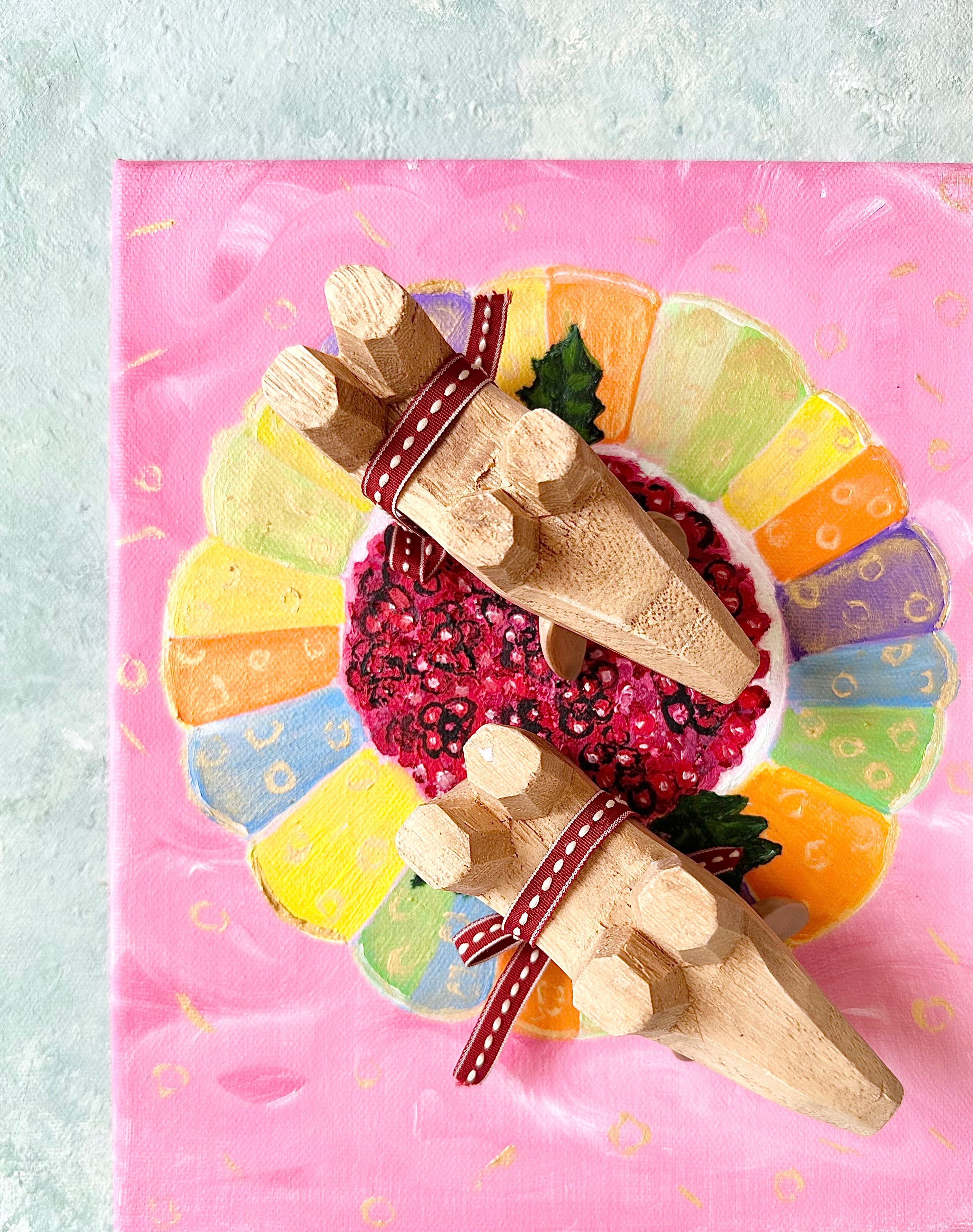 Small Christmas Wooden Pig - 2005