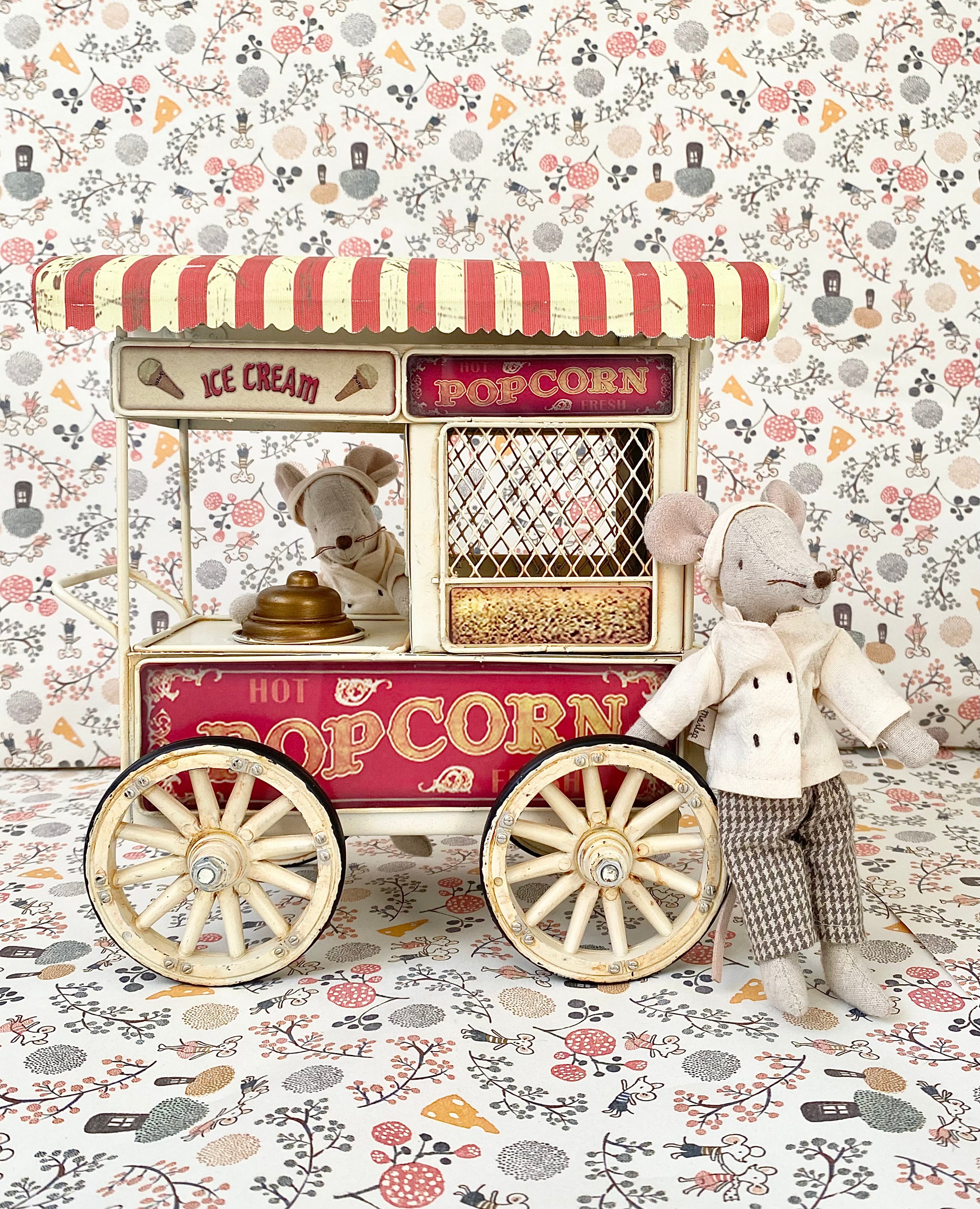 Miniature Vintage Popcorn Cart
