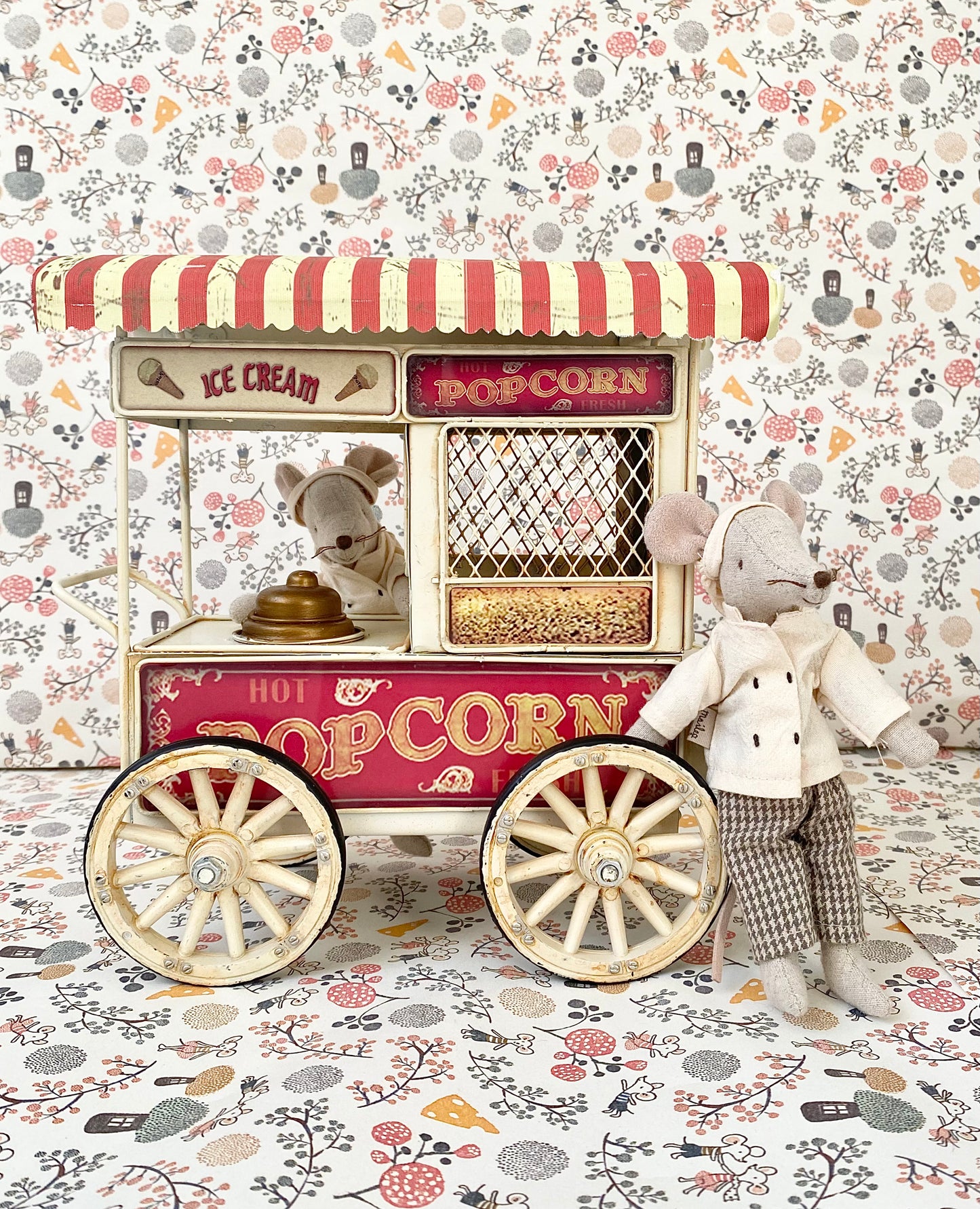 Miniature Vintage Popcorn Cart