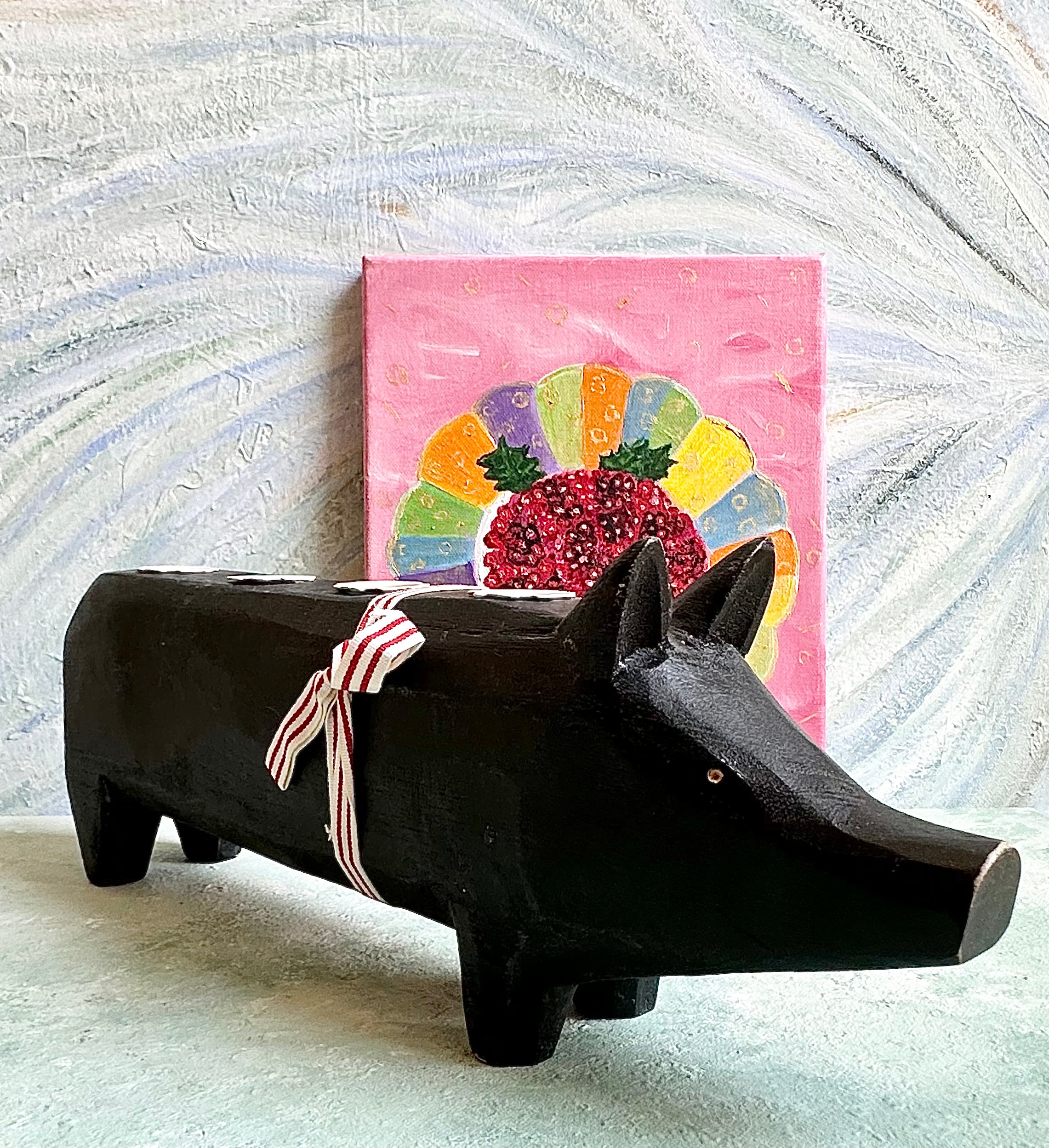 Large Christmas Advent Wooden Pig - 2007