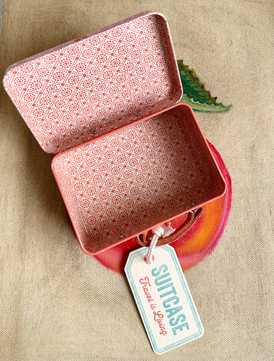 Suitcase/tin - Coral Dot