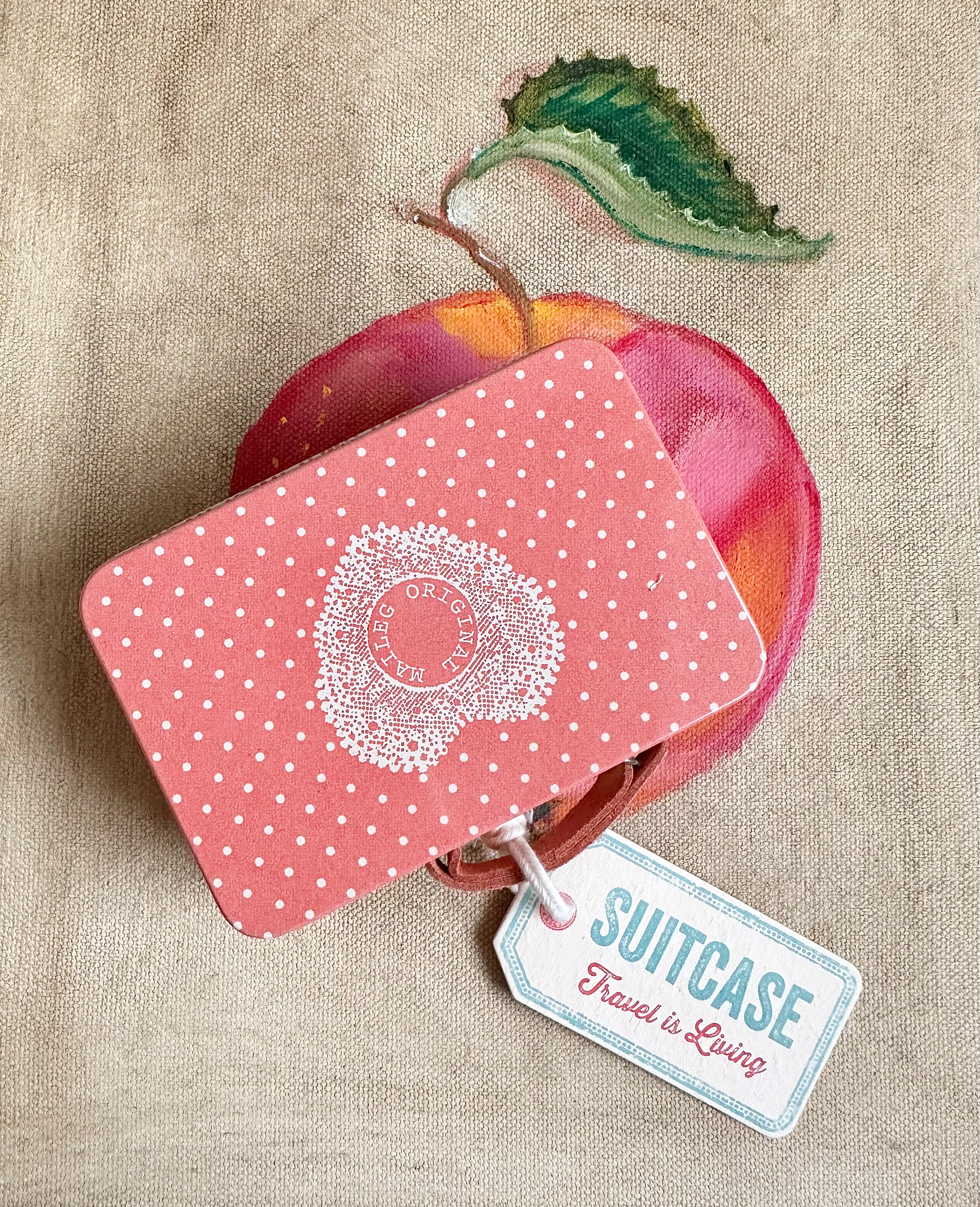 Suitcase/tin - Coral Dot
