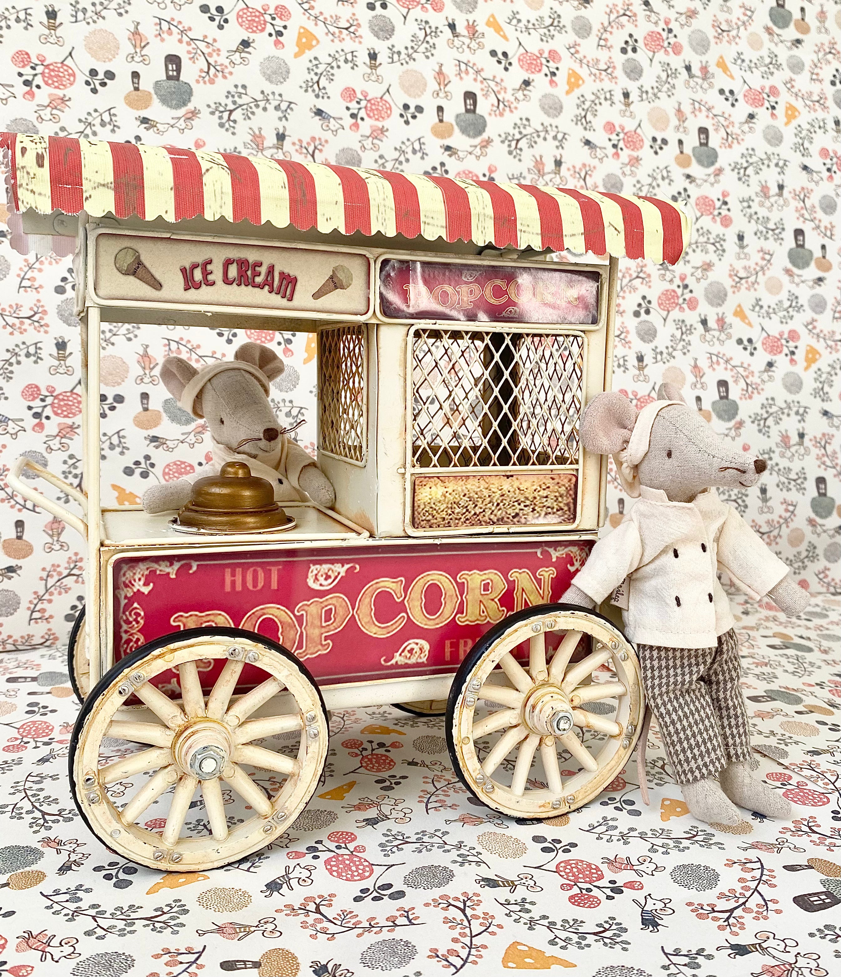 Miniature Vintage Popcorn Cart