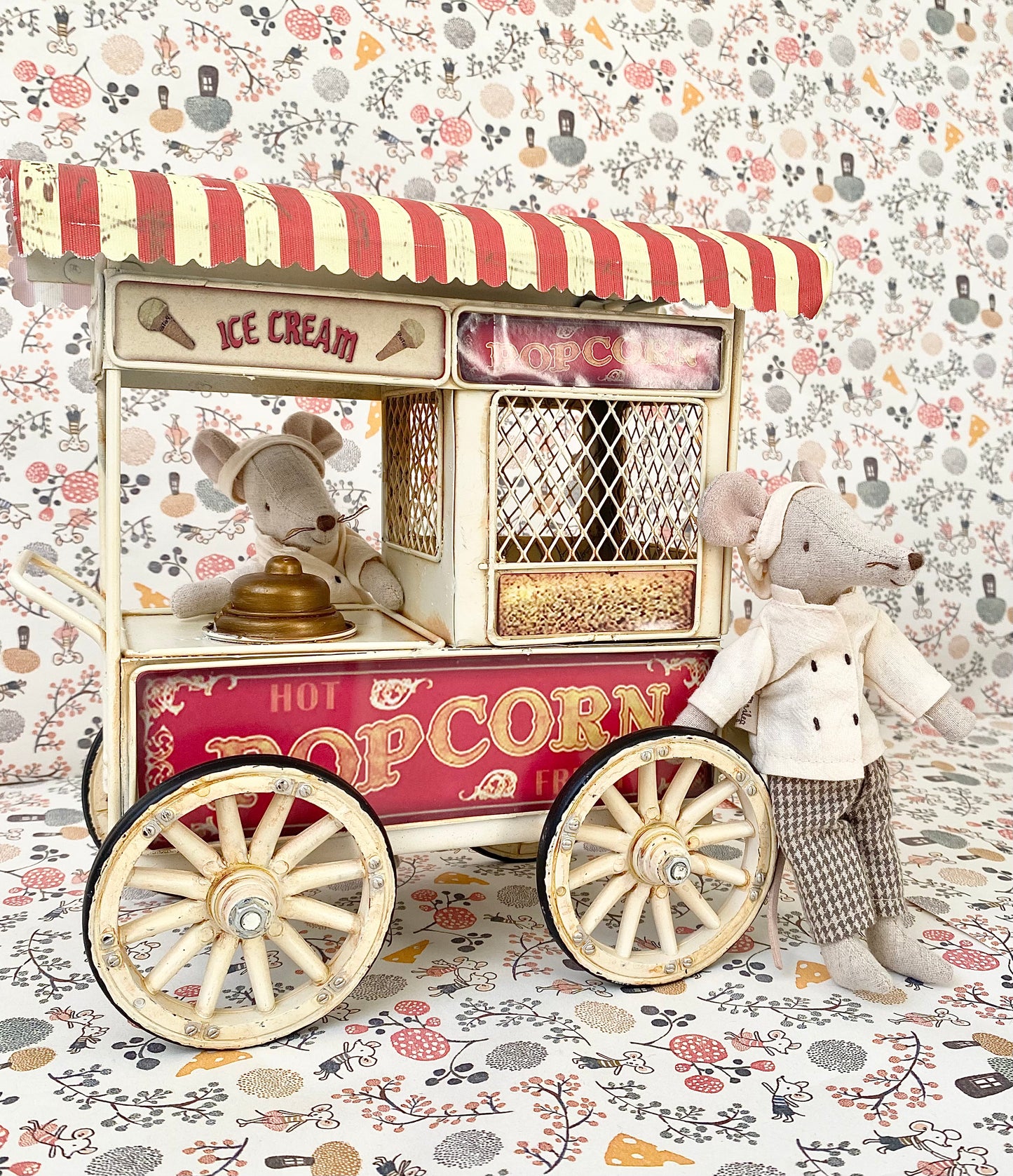 Miniature Vintage Popcorn Cart
