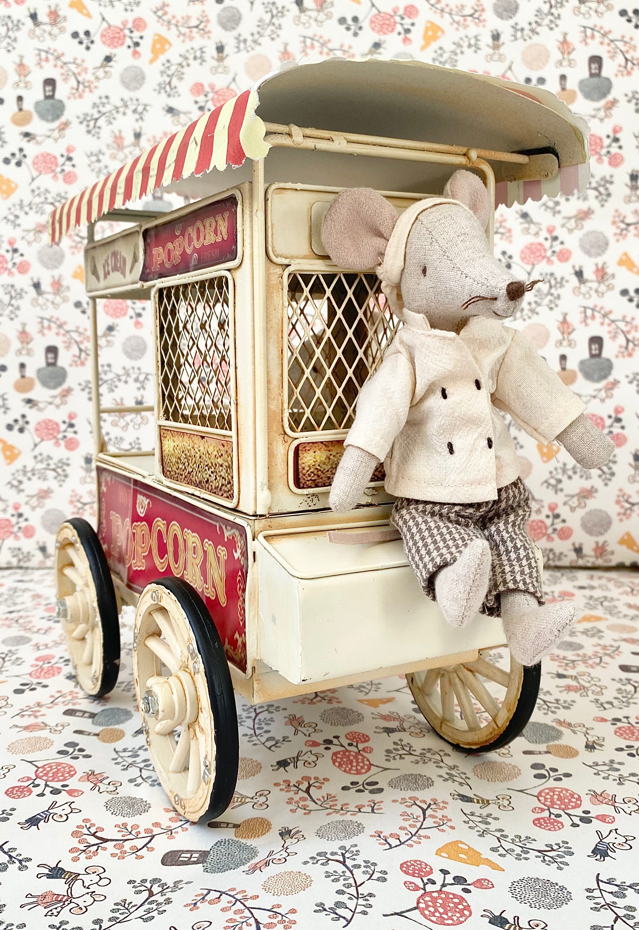 Miniature Vintage Popcorn Cart